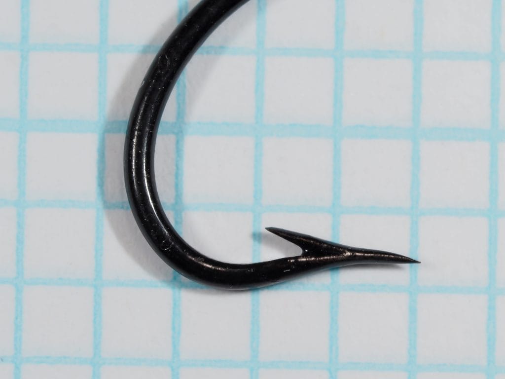 Harrison Celebrated Dublin size No. 2 — close-up of point and barb geometry showing Dublin-pattern angled outward taper — black japanned finish
