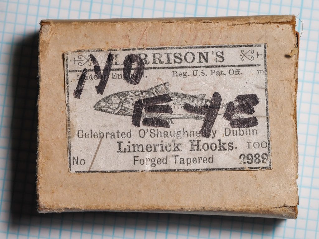 Harrison Bartleet 2989 Celebrated O'Shaughnessy Dublin Limerick Hooks — original cardboard box with letterpress label, incomplete condition, tan stock