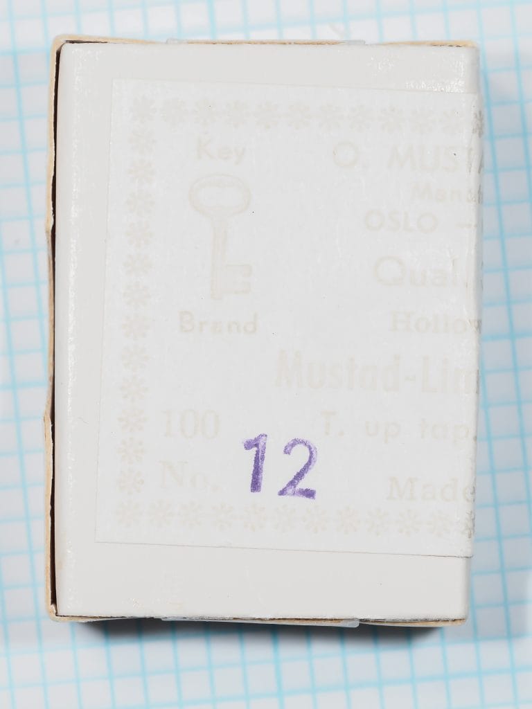 Mustad Quality 3670 box with faded label and handwritten 12.