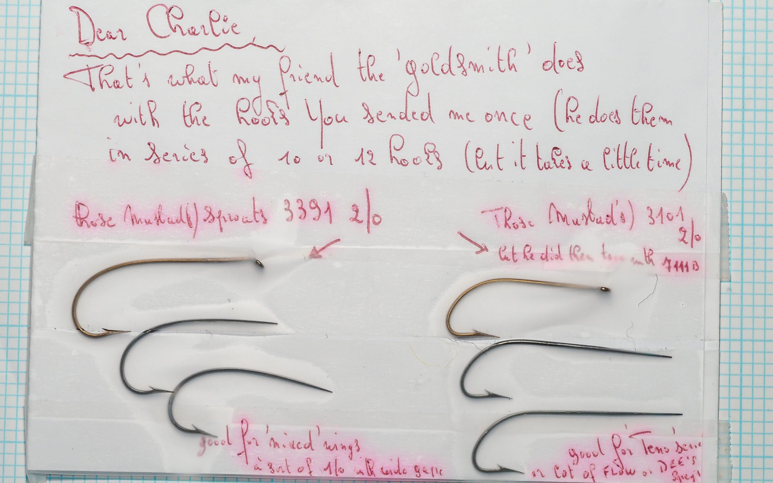thumbnail interactive-video image 1 of Mustad 3777 Size 18 Draught Hooks - Vintage Ringed Bronzed - Made In Norway (100 Pack) 1 of 6