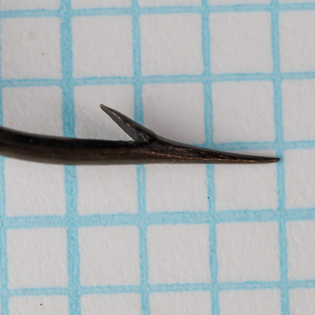 Mustad 3706 Carlisle Hook — point and barb detail — size 4 — bronzed finish