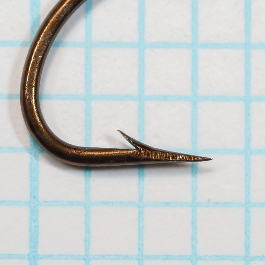 S Allcock 185 Limerick Hook — point detail showing superior point geometry and inner taper