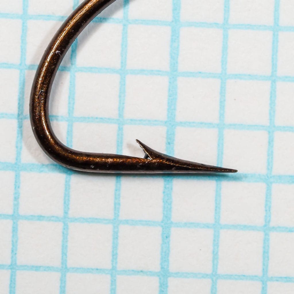 S Allcock 185 Limerick Hook — hook point and barb detail — size 2 — superior point geometry with forged bend profile