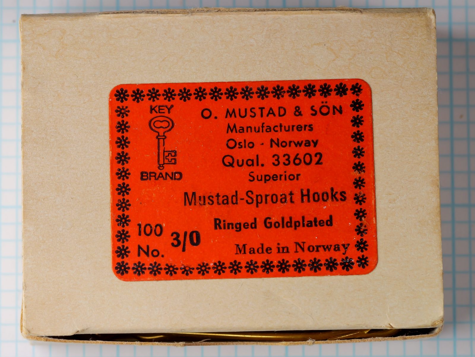 Mustad 33602 Box and Label Size 3-0