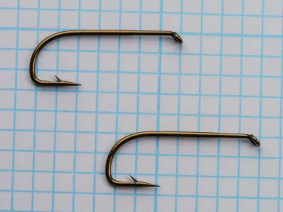 S. Allcock 1810 TDE Limerick hooks — comparative size and geometry — size 8 — two-hook reference view