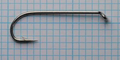 Allcocks S217 Sproat — full profile showing tapered turned-down eye and Sproat bend — size No. 2 — two examples