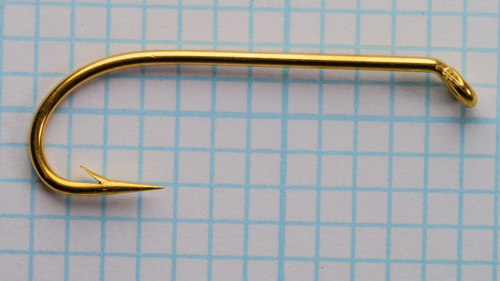 Allcock S216 Sproat Hook — top-down view of eye and shank — size 4 — gold-plated finish