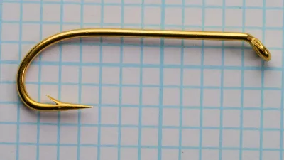 Allcock S216 Sproat Hook — top-down view of eye and shank — size 4 — gold-plated finish