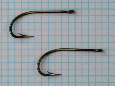Mustad 3831 size comparison — two hooks showing consistency — size 4 — manufacturing quality