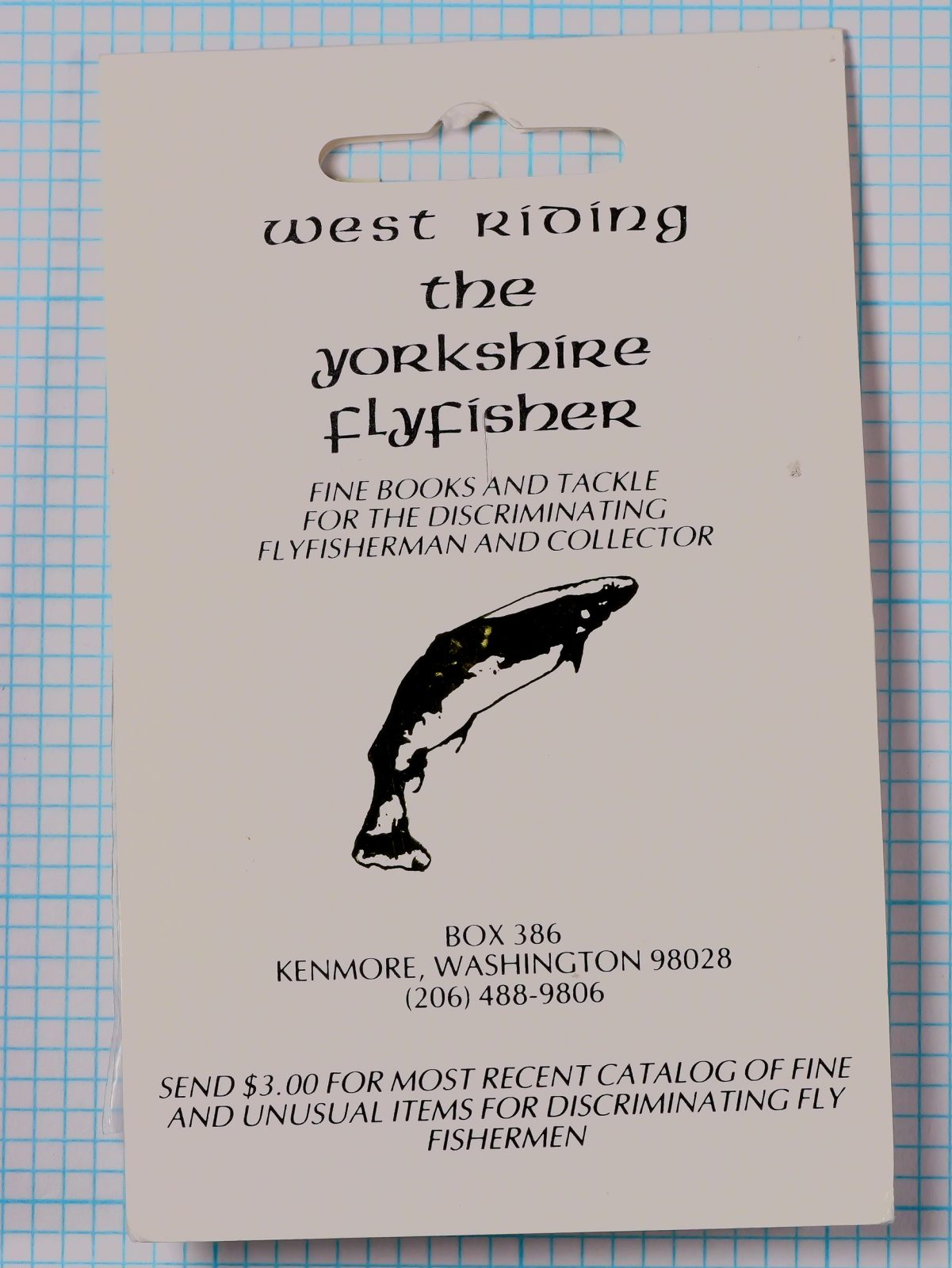 West Riding Yorkshire Flyfisher business card from Blue Heron Fly Shop