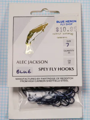 Partridge CS 22 Spey hook package with gold salmon and hook specimen visible