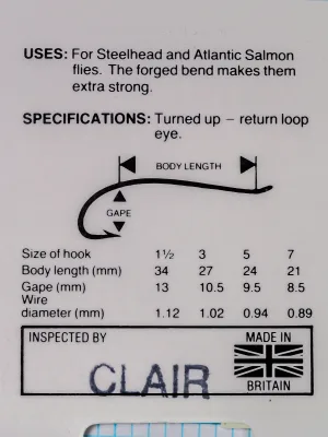 Partridge CS 22 Spey hook specifications chart with sizing and dimensions