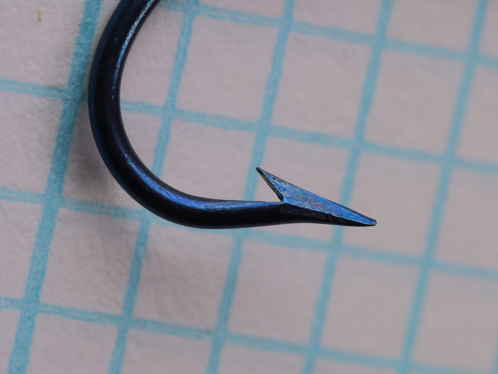American Fish Hook and Needle Company hook — point and barb detail — Size 4 — showing superior point geometry and moderate barb angle