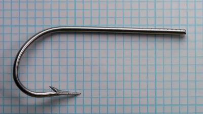 Mustad 3750 Cincinnati Bass Hook — full hook profile — size 15 — showing blind eye, marked shank, sproat bend, and proportions