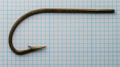 Mustad 3816 — full side profile — size 7/0 — Sproat bend with blind eye