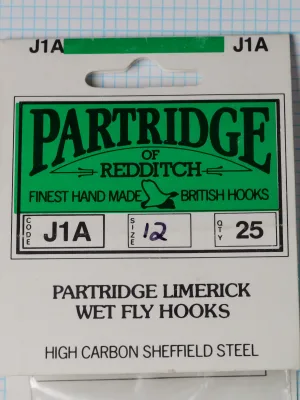 Partridge J1A — packaging front panel — retail card label — size 12 — green and black offset-printed design