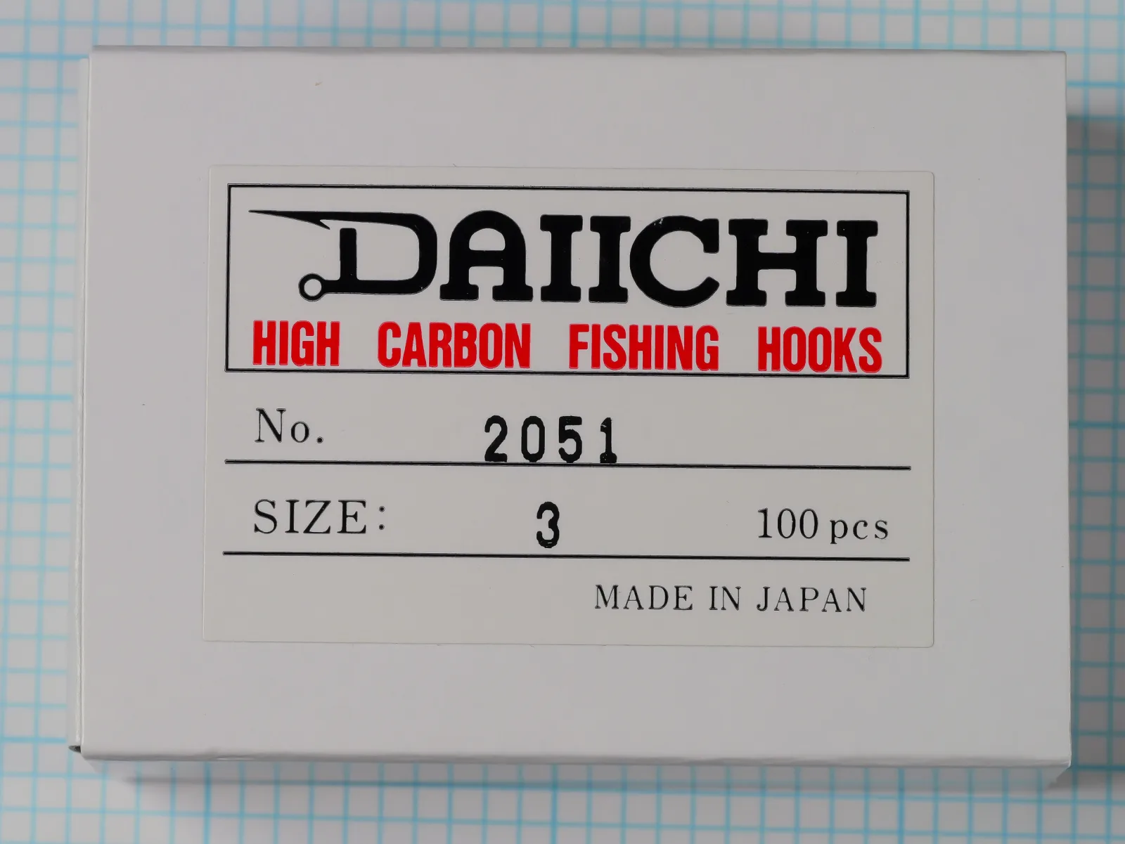 Daiichi 2051 Alec Jackson Spey — packaging box label — size 3, 100-pack — made in Japan