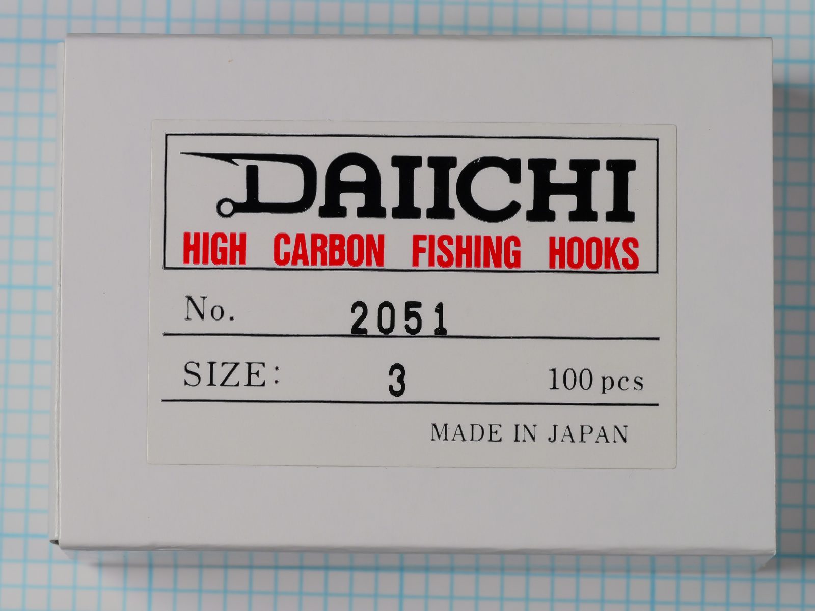 Daiichi 2051 Alec Jackson Spey — packaging box label — size 3, 100-pack — made in Japan
