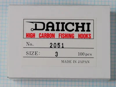 Daiichi 2051 Alec Jackson Spey — packaging box label — size 3, 100-pack — made in Japan