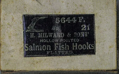 H. Milward & Sons 5644F maker label detail — printed identification showing model code, size, and collector provenance notation