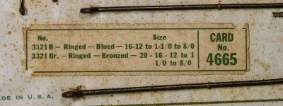 Pflueger Carlisle 3321-Br — internal product card showing model variants and size ranges — card number 4665 — specifications for both blued and bronzed finishes