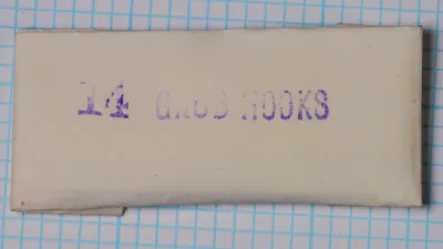 Partridge K4A envelope packaging — cream cardstock — handwritten purple notation '14 G.4/S.P00KS' — Redditch factory marking