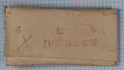 Partridge Round-Bend Extra-Fine Wire — original envelope packaging — size 6 — letterpress printed buff envelope
