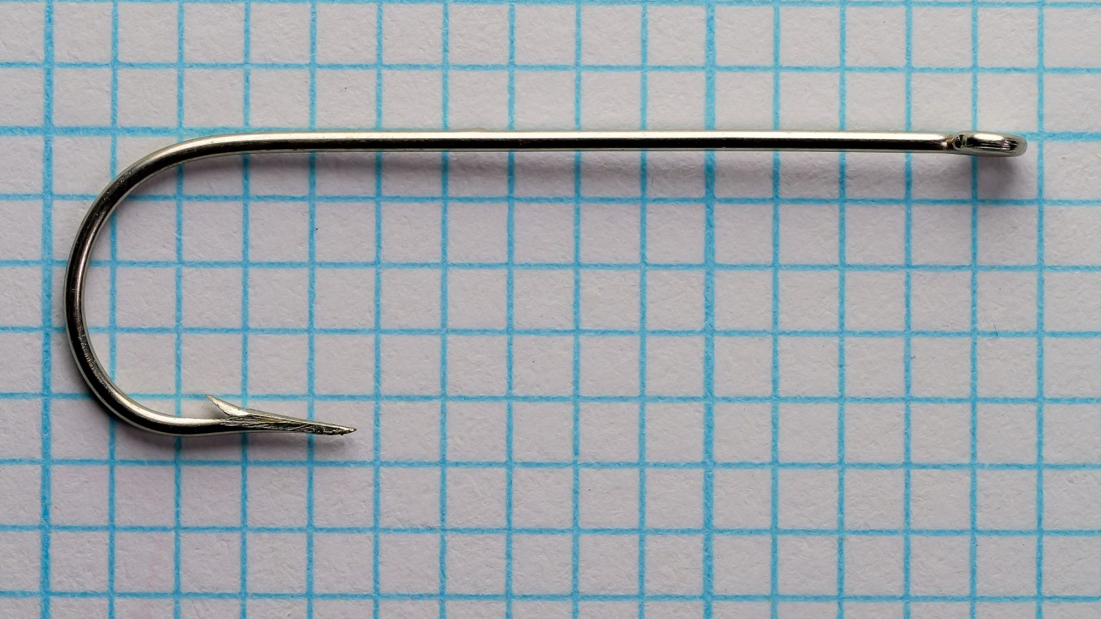 Mustad 3282 Aberdeen — complete hook profile — size No. 1 — showing extra-long shank and round bend