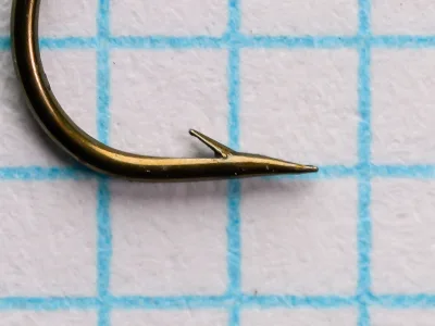 Partridge Fine Wire Round Taper Hook Size 7 — macro detail of point geometry