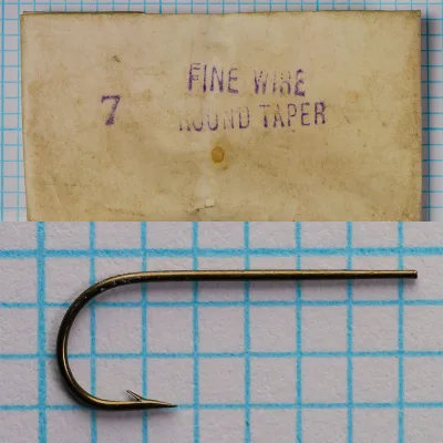 Partridge Fine Wire Round Taper Package Size 7 — envelope with hand-stamped markings and specimen