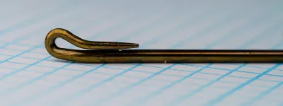 Partridge Limerick Loop Eye Size 2 — close-up of turned-down loop eye — detailed view of eye formation and shank transition