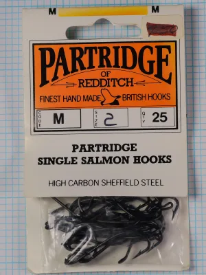 Partridge orange package Code M Single Salmon Hooks Size 1/10 with visible hooks in blister