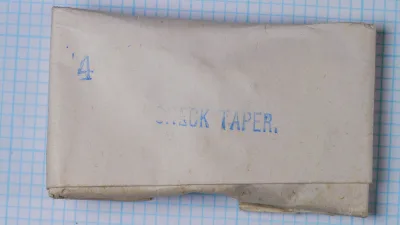 Partridge Sneck Taper — original packaging — size 4 designation — handwritten in blue ink, cream stock