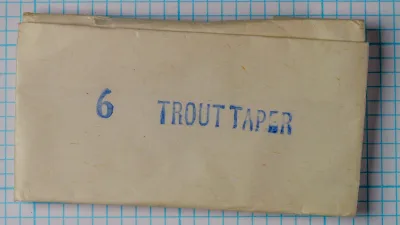 Partridge Trout Taper Size 6 — original envelope reverse face — kraft paper — measurement grid background