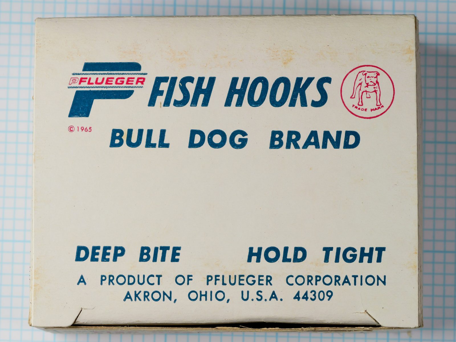 Pflueger 15120-B Box Top Panel — Branding and corporate information — 1965 copyright date
