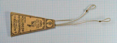 S. Allcock 4555B Original Packet — full coffin-shaped form with attached internal envelope and loop closure