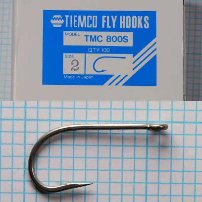 Tiemco TMC 800S complete sales card — size 2 — 100-hook package with full label visible