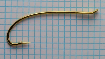 Alec Jackson 2055 Spey Fly Hook — full side profile showing shank, bend, and eye — size 3 — sproat bend with tapered loop eye