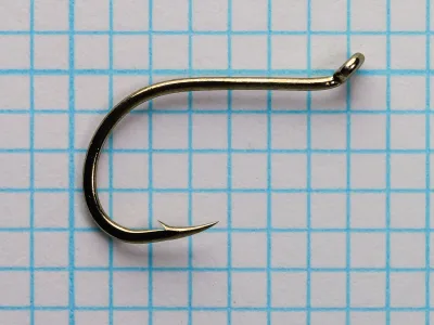 Gamakatsu 02108 Octopus — full hook profile showing eye, shank, bend, and point — size 4 — kendal bend