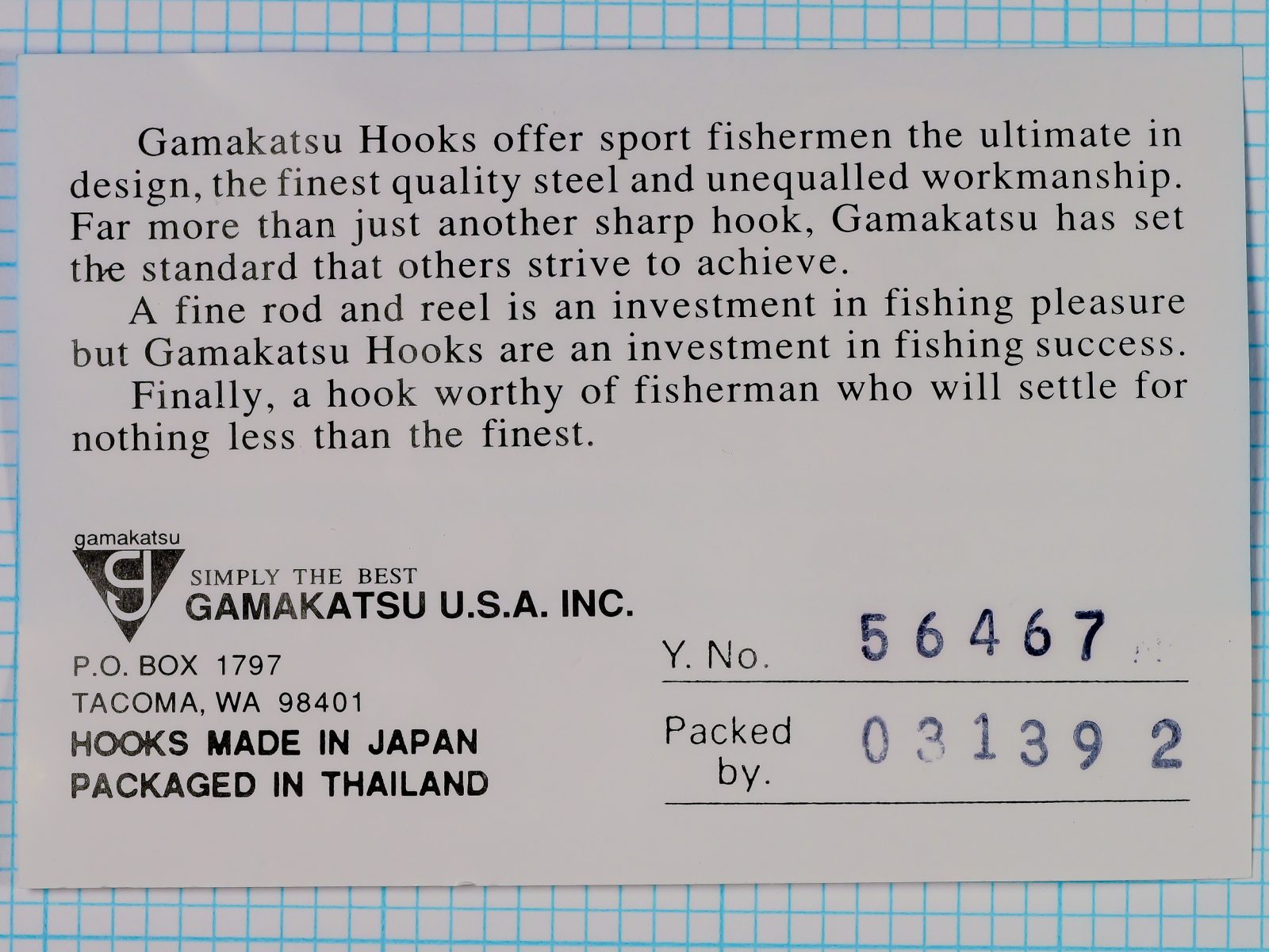 Gamakatsu 02408 Octopus Hook — packaging label front side — blue field with silver logo and white label band — Size 4, 10-pack