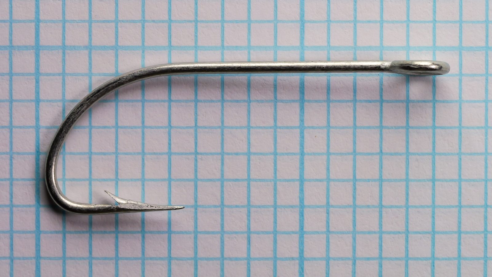 Mustad 31010 ST Limerick Hook — front view of hook opening showing gap width and point geometry — size 3/0 — tinned