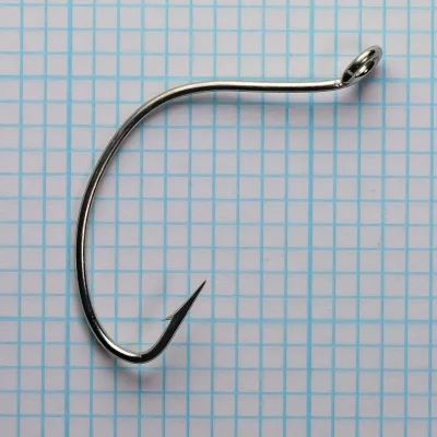 Mustad 37161 Wide Gap — single hook specimen in Sproat bend profile — size 2/0 — nickelled finish, Turned-Up Tapered eye, superior point