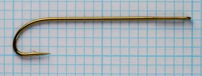 Daiichi 2370 — Plan view showing point geometry and barb placement — Size 2 — Superior point, bronzed finish