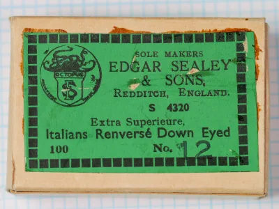 Edgar Sealey S 4320 hook box label, green with octopus logo, Redditch England