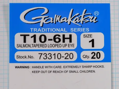 Gamakatsu T10-6H Traditional Series packaging, size 1, stock 73310-20