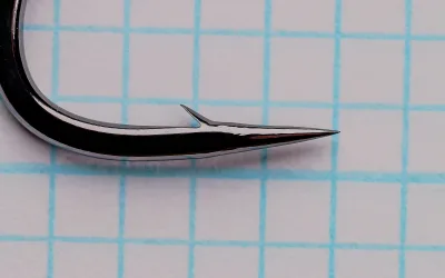 Black-finished T10-6H hook showing sproat bend and shank profile detail