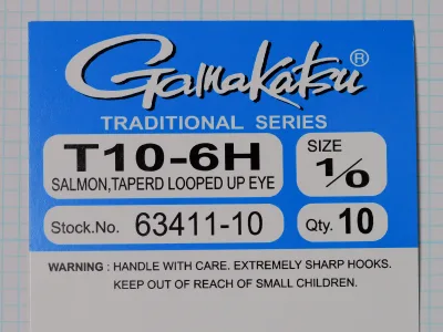 Gamakatsu T10-6H Traditional Series packaging, size 1/0, stock 63411-10