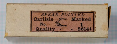 Milward Carlisle packaging — cream card with brown printed label — original Redditch hook packaging from 1940s-1960s