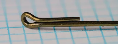 Mustad 36803 — eye detail — looped eye, turned down — profile view