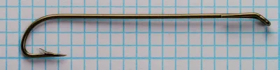 Mustad 36803 — top view of complete hook — bend and shank alignment